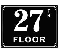 Letreros de aluminio de 6 x 8 pulgadas con números de piso 27, etiquetas duraderas y fáciles de leer para edificios y pasillos de varios pisos, ideales para apartamentos, edificios de oficinas