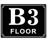 Letreros de aluminio de 6 x 8 pulgadas para números de piso B3, etiquetas duraderas y fáciles de leer para edificios y pasillos de varios pisos, ideal para apartamentos, edificios de oficinas