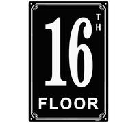 Letreros de aluminio de 8 x 12 pulgadas con número 16, etiquetas duraderas y fáciles de leer para edificios y pasillos de varios pisos, ideal para apartamentos, edificios de oficinas
