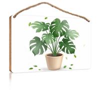 Letreros de amigos para decoración del hogar Monstera Deliciosa: una planta tropical de interior, letrero de madera para decoración retro, muebles de cueva de hombre (23 x 35 cm)