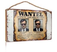 Letreros de amigos para decoración del hogar, póster vintage "Wanted: The Double Mystery of Jakt Blues and Eluvo", letrero de madera para regalar a todos, letrero grande para el hogar (23 x 35 cm)