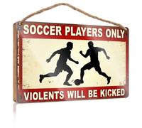 Letreros de baño para jugadores de fútbol en casa solamente. La violencia será pateada. Letreros de baño para decoración del hogar y piscina (23 x 35 cm)