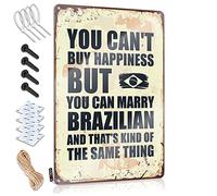Letreros de bar para el hogar, bar, divertido con texto en inglés "You Can'T Buy Happiness But Can Marry", letrero de metal para garajes, estilo vintage (30 x 40 cm)