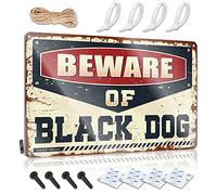 Letreros de barbacoa para exteriores con texto en inglés "Beware Of Black Dog" (20 x 30 cm)