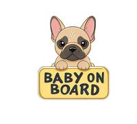 Letreros de bebé a bordo para coche, lindo perro, impermeable, resistente a los rayos UV, calcomanía de seguridad para concienciación, fácil de aplicar para ventana o parachoques (Bulldog Baby)
