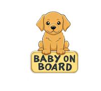Letreros de bebé a bordo para coche, lindo perro, impermeable, resistente a los rayos UV, calcomanía de seguridad para concienciación, fácil de aplicar para ventana o parachoques (Golden Retriever)