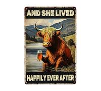 Letreros De Chapa De Metal Barra Vivamos Felices para Siempre De Happy Cow Placas Metálicas Nostalgic-Art Cartel Chapa Placa Vendimia Póster para Cocina Baño Aseo 30x40cm