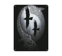 Letreros De Chapa De Metal Runa Nórdica Vikinga con El Pájaro Odín Placas Metálicas Nostalgic-Art Cartel Chapa Placa Divertido Póster para Hogar Baño Casa Campo 30x40cm