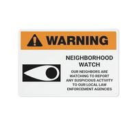 Letreros De Estaño Aviso De Seguridad del Programa De Vigilancia Vecinal contra El Crimen Cartel De Chapa Divertido Letrero De Metal Resistente Cartel De Metal para Cocina Clube 20X30Cm
