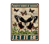 Letreros De Estaño Butterflys, Déjalo Ser, El Susurro, Palabras De Sabiduría Artística Placas De Pared Clásico Placa De Metal para Hogar Aula Sala De Juegos 30X20Cm