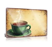 Letreros de estaño con texto en inglés "Camping Rules A Steaming Cup Of Tea On An Old-Fashioned Backgrounds", letrero de estaño de metal vintage para habitación de niños (20 x 30 cm)