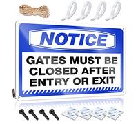 Letreros de estaño con texto en inglés "Notice Gates Must Be Closed After Entry or Exit" (20 x 30 cm)