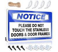 Letreros de estaño con texto en inglés «Warning Notice Please Do Not Touch The Stainless Doors» y marcos de puerta, letrero de estaño divertido para pared o bar (20 x 30 cm)