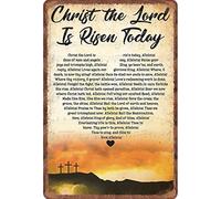 Letreros de estaño divertidos y vintage con texto en inglés "Christ the Lord Is Risen Today Easter Heart Wall Poster Coffee Shop Plate Iron Painting Retro Novelty Funny Bar Pub Kitchen Restaurant Tin