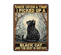 Letreros De Estaño Gato Érase Una Vez Que Recogí Un Gato Y El Resto Es Historia Café Decorativo Placas De Pared Retro Decoración De Pared para Baño Pub Playa 30X20Cm