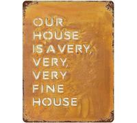 Letreros De Estaño Nuestra Casa Es Una Muy Buena Letrero De Metal Decoración Cartel De Chapa Impermeable Placa Metálica para Bar Baño Patio 20X30Cm