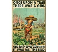 Letreros de estaño para mujeres Once Upon a Time There was a Girl who Really Loved Gardening Retro Metal Sign Vintage Funny Tin Sign Chic Art Wall Metal Decor Funny Iron Plate Sign Gift 20.3x30.5 cm