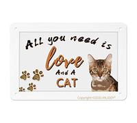 Letreros de hojalata con texto en inglés "All You Need is Love and a Cat", letrero de metal vintage para cafetería, hogar, granja, supermercado, bar, pub, garaje, hotel, comedor, centro comercial