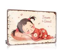 Letreros de hojalata con texto en inglés "Sweet Dreams: A Traditional Japanese Child's Nighttime Serenity" (20 x 30 cm)