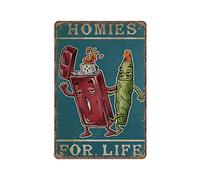 Letreros de hojalata Weed Homies for Life, impresión para fumar marihuana, regalo de marihuana y encendedor, cartel de Metal divertido Retro, póster Vintage, arte de pared para cocina, jardín, decorac