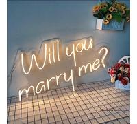 Letreros de luz de neón con texto en inglés "Will You Marry Me", letrero LED S para decoración estética, día de San Valentín, propuesta de boda, fiesta en vivo, hecha a mano, barra de neón real, sala