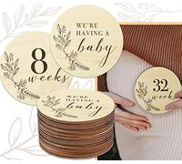 Letreros de madera para el embarazo de 8 a 40 semanas, discos de hitos semanales para baby shower, regalos para madres embarazadas, tarjetas de anuncio de bebé neutro de género