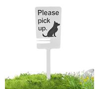 Letreros de madera para patio con estacas, señales de advertencia de perro con texto en inglés "No Pooping Dog", protector para mascotas al aire libre con configuración sin herramientas, resistente a