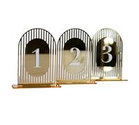 Letreros de mesa plateados con forma de arco de boda, fiesta, evento, decoración 3D, espejo dorado (blanco sobre oro, mesa 1-10)