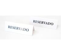 Letreros de Mesa Reservado, Plástico Blanco, 15cm x 5cm, para Restaurantes y Áreas de Recepción, 2 Unidades