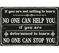 Letreros de metal con citas inspiradoras para oficina, con texto en inglés "If You Are Not Willing To Learn No One Can Help You", carteles motivacionales, accesorios para cubículo, regalo para mujeres