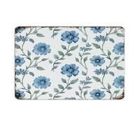 Letreros de metal con diseño de flor mogol en color azul, 30,5 x 45,7 cm, decoración del hogar, para patio, hombres, placa de metal azul floral para pared para terraza