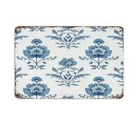 Letreros de metal con diseño de flor mogol en color azul, 30,5 x 45,7 cm, personalizable, para el hogar, dormitorio, comedor, decoración para hombre, placa de metal oriental chinoiserie estilo