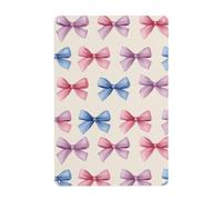 Letreros de metal con patrón de lazos de cinta rosa y azul, decoración de pared para baño, inodoro, granja, baño, patio, 20 x 30 cm