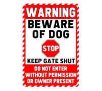 Letreros de metal con texto en inglés "Beware Of Dog" para valla, letreros de advertencia de perro para propiedad, letreros de perro para patio, no entrar, letrero de no solicitar al aire libre,
