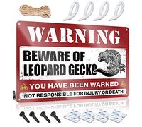 Letreros de metal con texto en inglés "Beware Of Leopard Gecko" para decoración del hogar, bar, letreros divertidos de metal (30 x 40 cm)