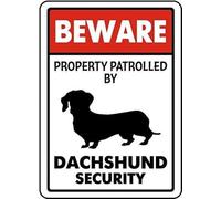 Letreros de metal con texto en inglés "Beware Property Patrolled by Dachshund", señales de seguridad de tráfico de aluminio, para exteriores, cafetería, bar, club, 8 x 12 pulgadas