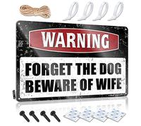 Letreros de metal con texto en inglés "For Man Cave Warning Forget The Dog Beware Of Wife" (20 x 30 cm)