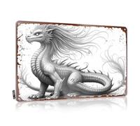 Letreros de metal con texto en inglés "Funny Man Cave Whispering Winds: The Majestic White Dragon Latin" (30 x 40 cm)