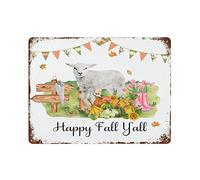 Letreros de metal con texto en inglés "Happy Fall Y'all", estilo vintage, para decoración de pared, 30,5 x 40,6 cm, Halloween, Acción de Gracias