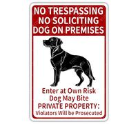 Letreros de metal con texto en inglés "No Trespassing No Soliciting Dog On Premises Enter At Own Risk Dog May Bite Labrador", letrero vintage de aluminio para sala de estar, patio, jardín, valla al