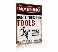 Letreros de metal con texto en inglés "Not Touch My Tools" para decoración de pared de baño, 20,3 x 30,5 cm (2439)