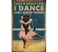 Letreros de metal con texto en inglés "That's What I Do I Dance and I Know Things", letrero de metal para decoración vintage, garaje, hogar, jardín, cafeterías, cocina, pared, 20 x 30 cm