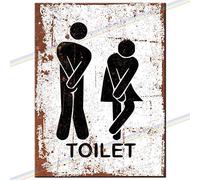 Letreros de metal con texto en inglés "Toilet Funny Art Logo". Placa metálica para colgar en la pared, cocina, cobertizo, garaje, pequeño (15 cm x 10 cm)