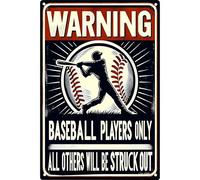 Letreros de metal con texto en inglés "Warning Baseball Players Only", carteles de béisbol, regalos de béisbol para niños de 8 a 12 pulgadas, decoración de pared para habitación de niños, 8 x 12