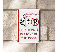 Letreros de metal de advertencia para salida de emergencia, no estacionar en la carretera, letrero de metal de 12 x 8 pulgadas, placa de pared de metal con protección UV, resistente a la