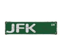 Letreros de metal de Jfk Drive, divertidos letreros de estaño vintage y delgados de calle de 16 x 4 pulgadas, póster de hierro para decoración de pared, póster de hierro para el hogar, granja, bar