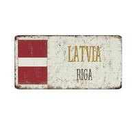 Letreros de metal de Letonia-Riga' para decoración de pared, letrero de lata para habitación, oficina, puerta, recuerdo nacional, país, arte de carretera, póster de regalo para el hogar, 15,2 x 30,5