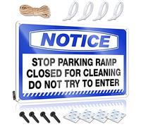 Letreros de metal divertidos para decoración de pared con texto en inglés "Notice Stop Parking Ramp Closed For Cleaning Do Not Try To Enter (20 x 30 cm)