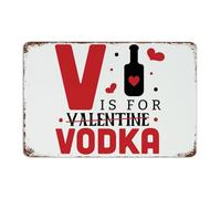 Letreros de metal divertidos y novedosos con texto en inglés "V Is For Valentine" para decoración de pared, letreros de aluminio para oficina, hogar, arte al aire libre, póster de regalo para