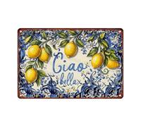 Letreros De Metal Limón Encantador Ciao Bella Artística Cartel De Metal para Pared Retro Placa De Pared Póster para Playa Taller Pub 30X20Cm